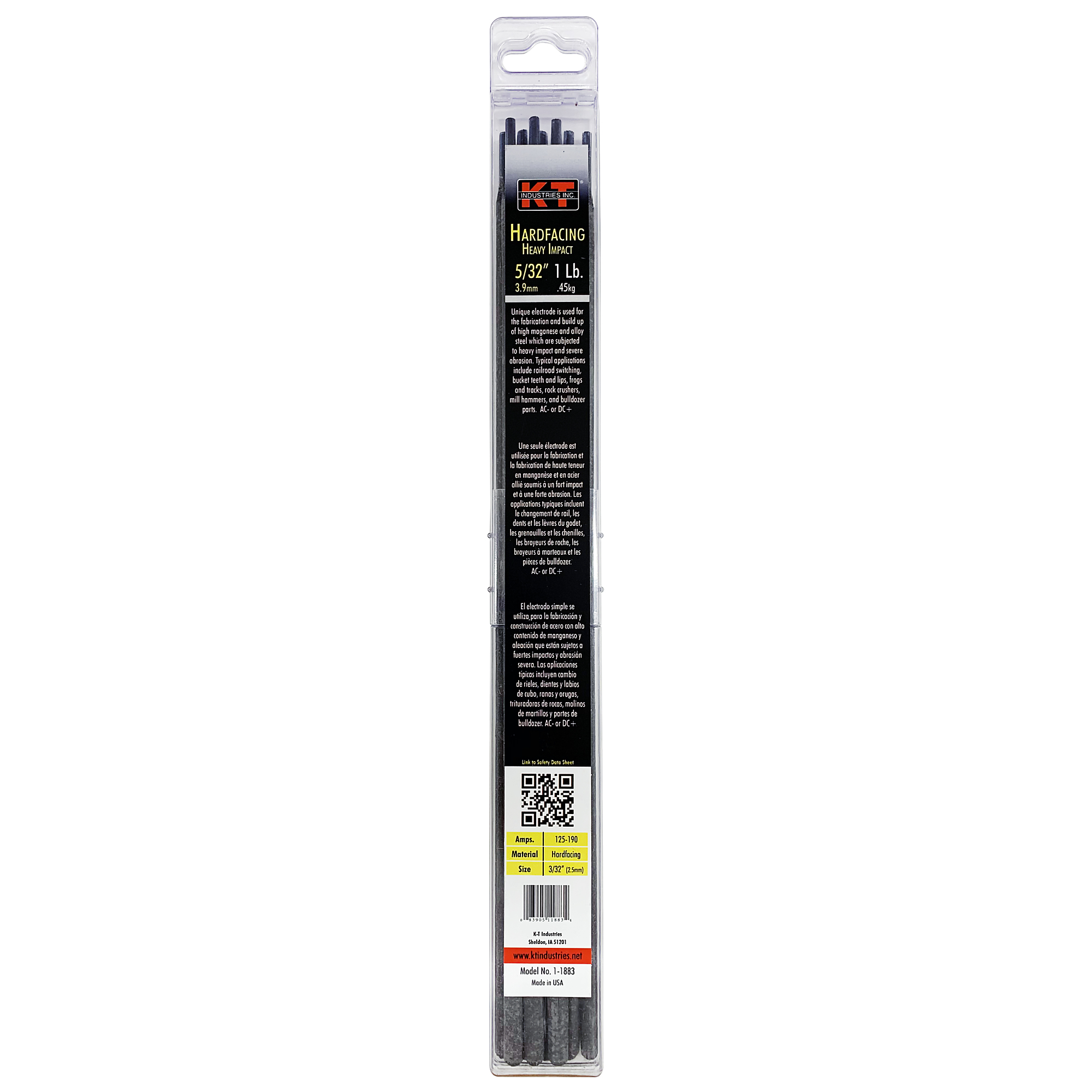 K-T Industries Hardface Impact Welding Rods — 5/32in., 1 Lb., AC/DC+, Model# 1-1883